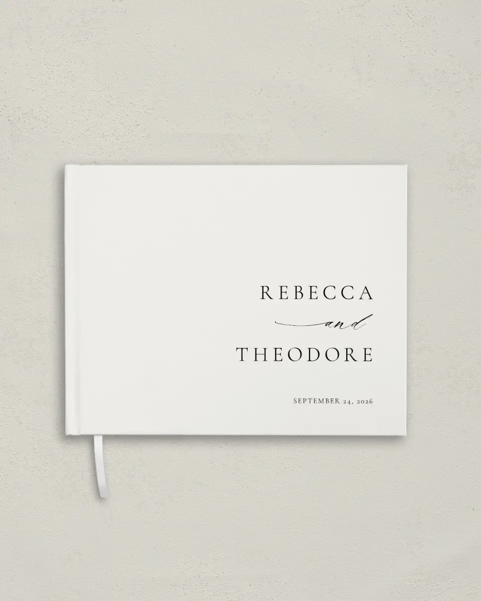 This is a 10½" x 8¼" Wedding Guest Book called Simply Elegant printed in full color