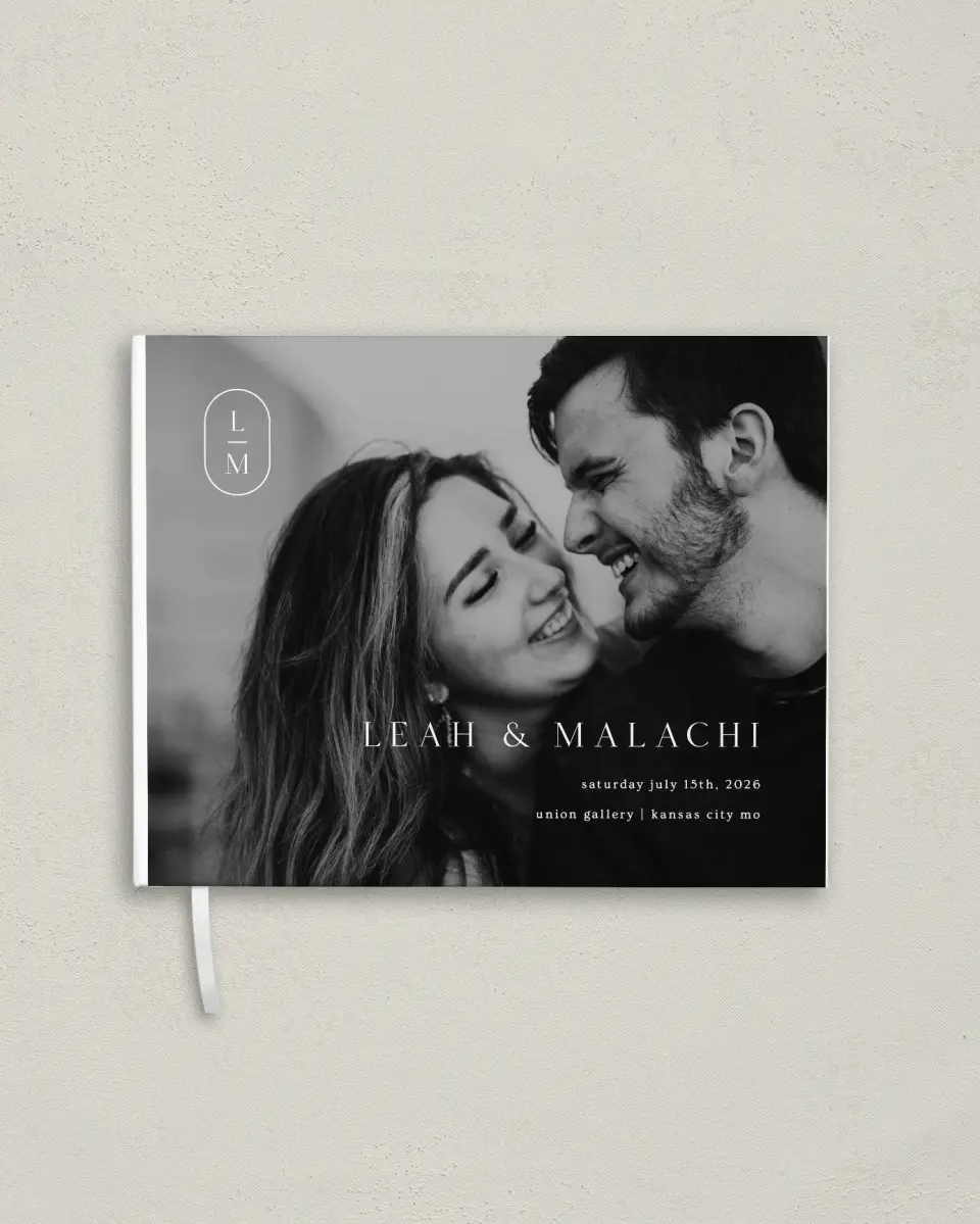This is a 10½" x 8¼" Wedding Guest Book called Precise Promise printed in full color