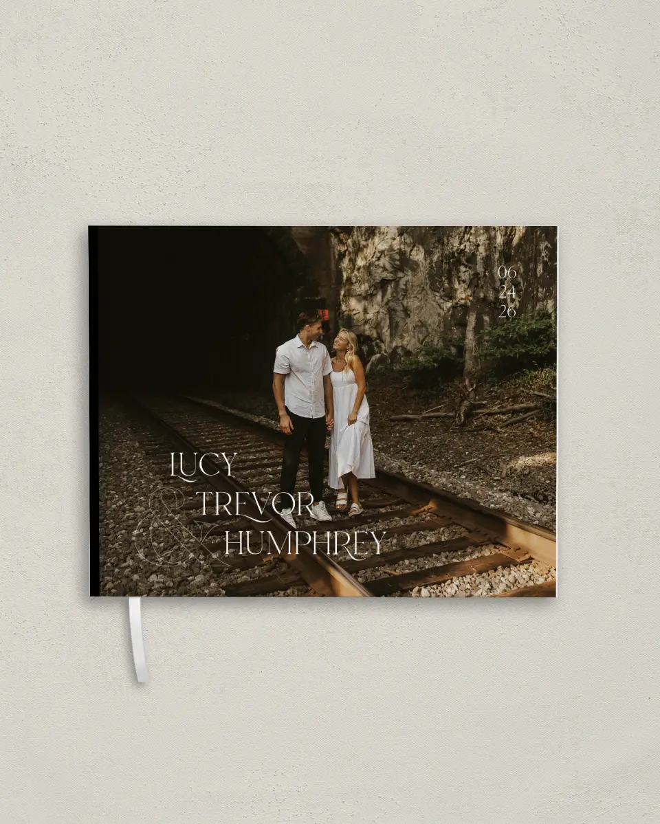 This is a 10½" x 8¼" Wedding Guest Book called The Lucy printed in full color