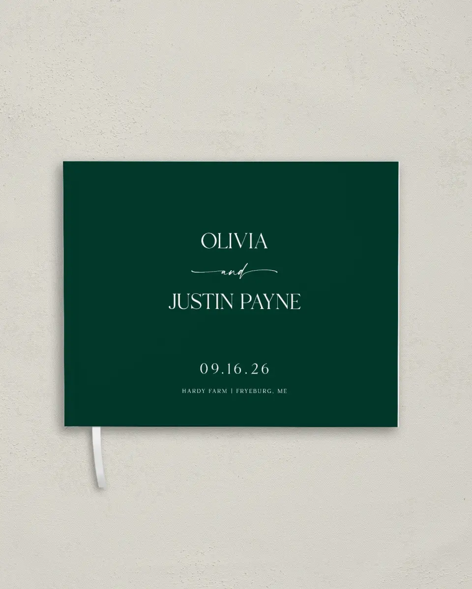 This is a 10½" x 8¼" Wedding Guest Book called The Olivia printed in full color