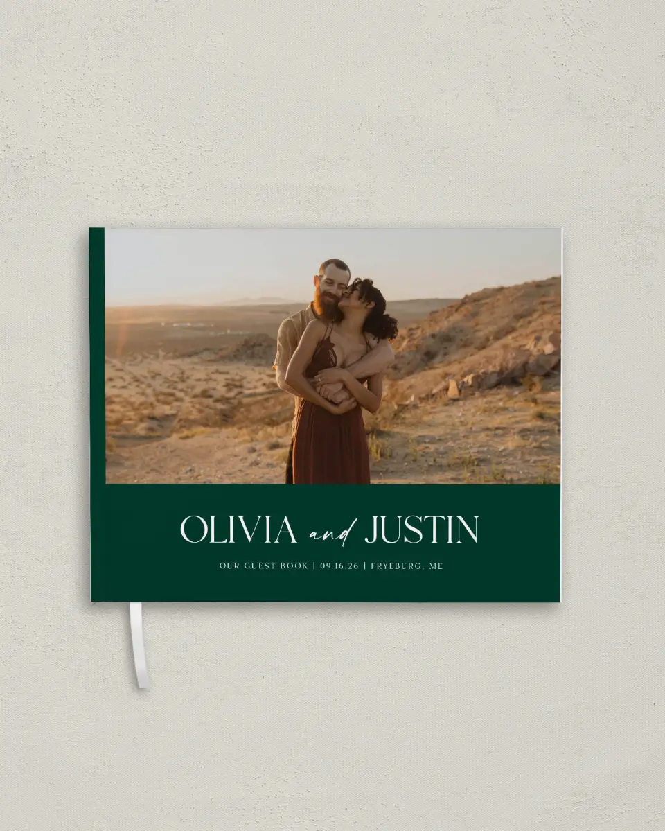 This is a 10½" x 8¼" Wedding Guest Book called The Olivia printed in full color