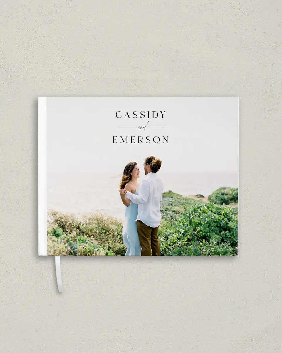 This is a 10½" x 8¼" Wedding Guest Book called Devoted Delight printed in full color