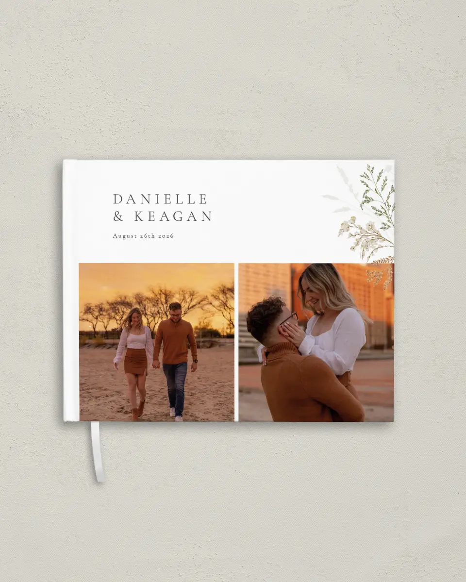 This is a 10½" x 8¼" Wedding Guest Book called Wild Devotion printed in full color