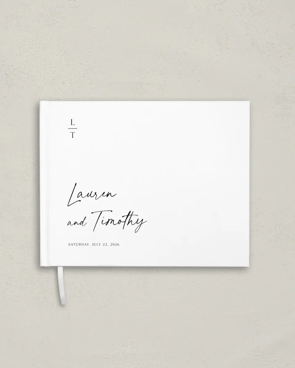 This is a 10½" x 8¼" Wedding Guest Book called The Lauren printed in full color