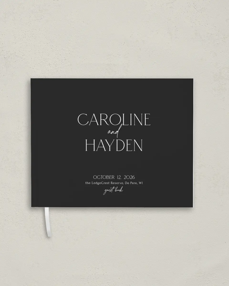 This is a 10½" x 8¼" Wedding Guest Book called The Caroline printed in full color