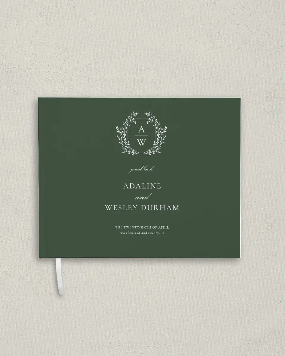 This is a 10½" x 8¼" Wedding Guest Book called The Adaline printed in full color