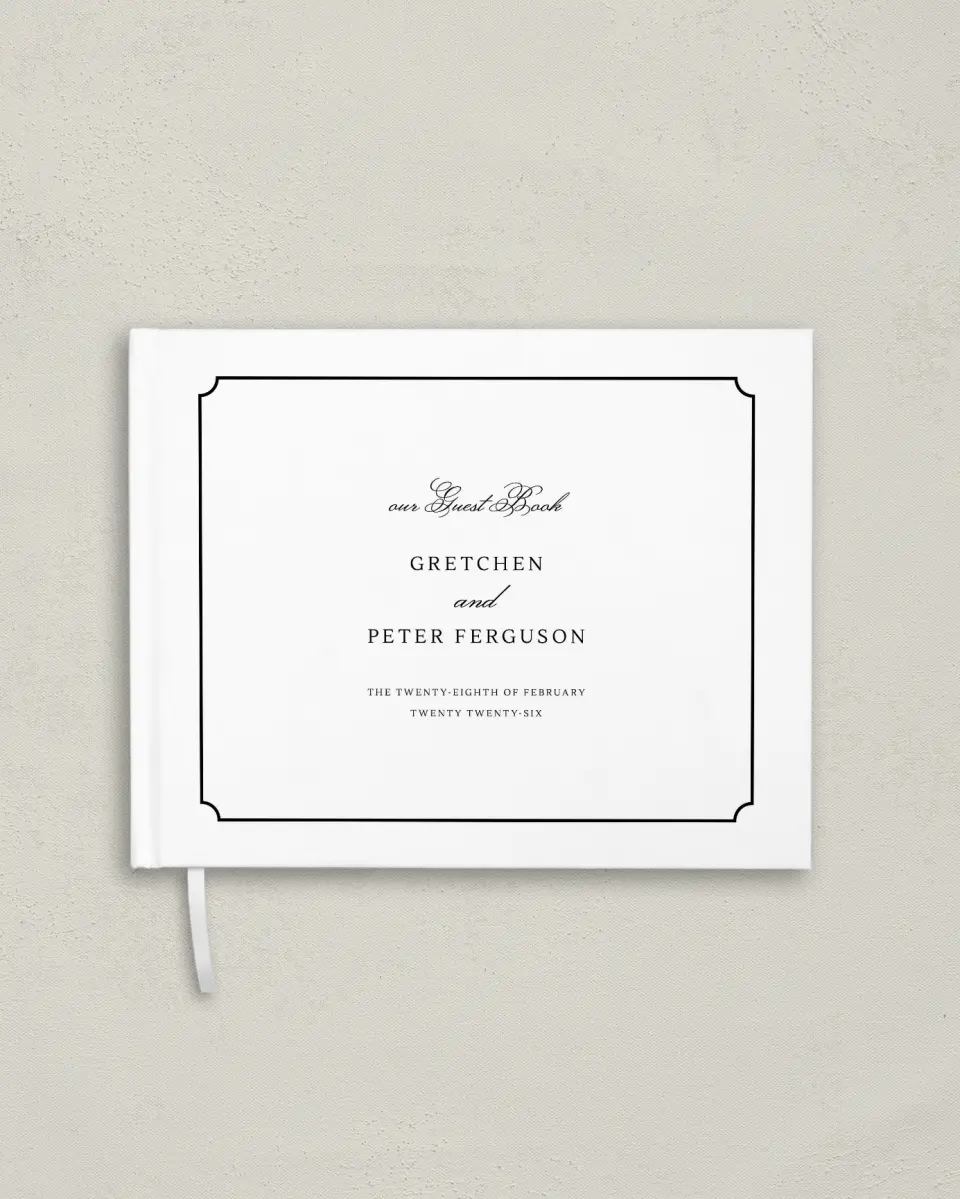 This is a 10½" x 8¼" Wedding Guest Book called Elegant Tradition printed in full color
