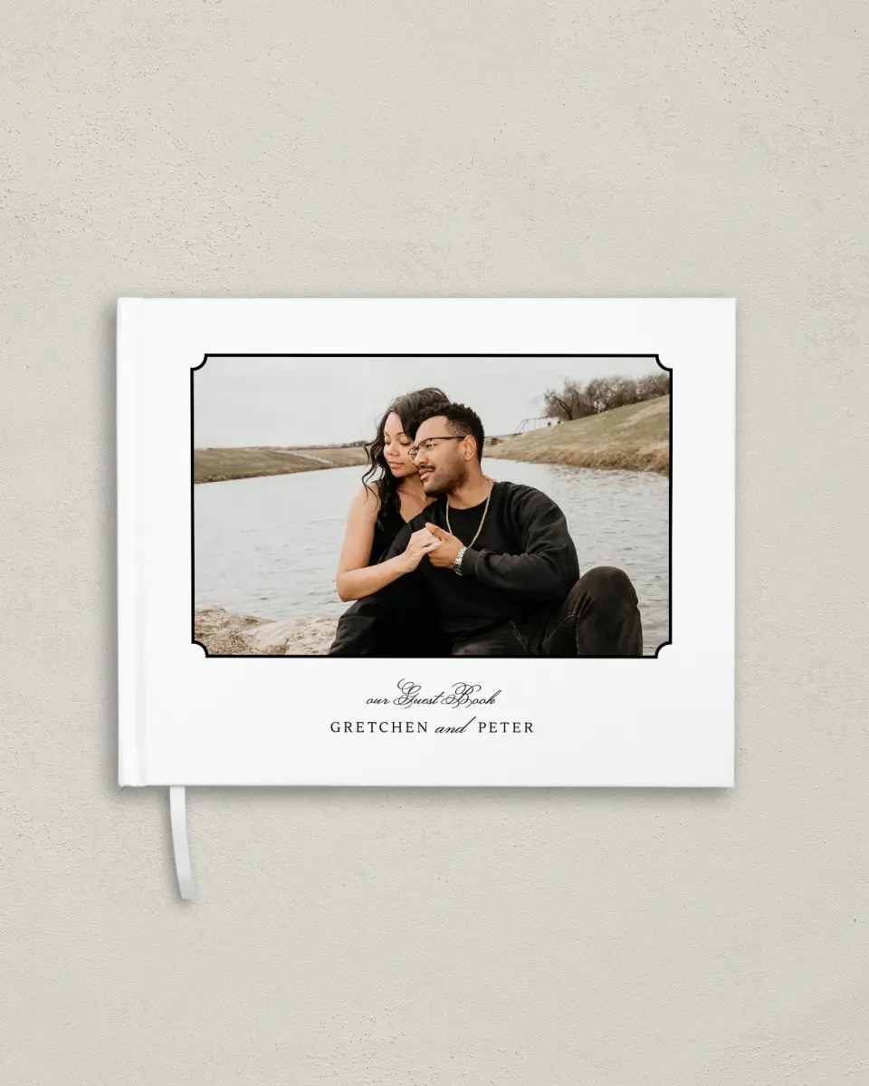 This is a 10½" x 8¼" Wedding Guest Book called Elegant Tradition printed in full color