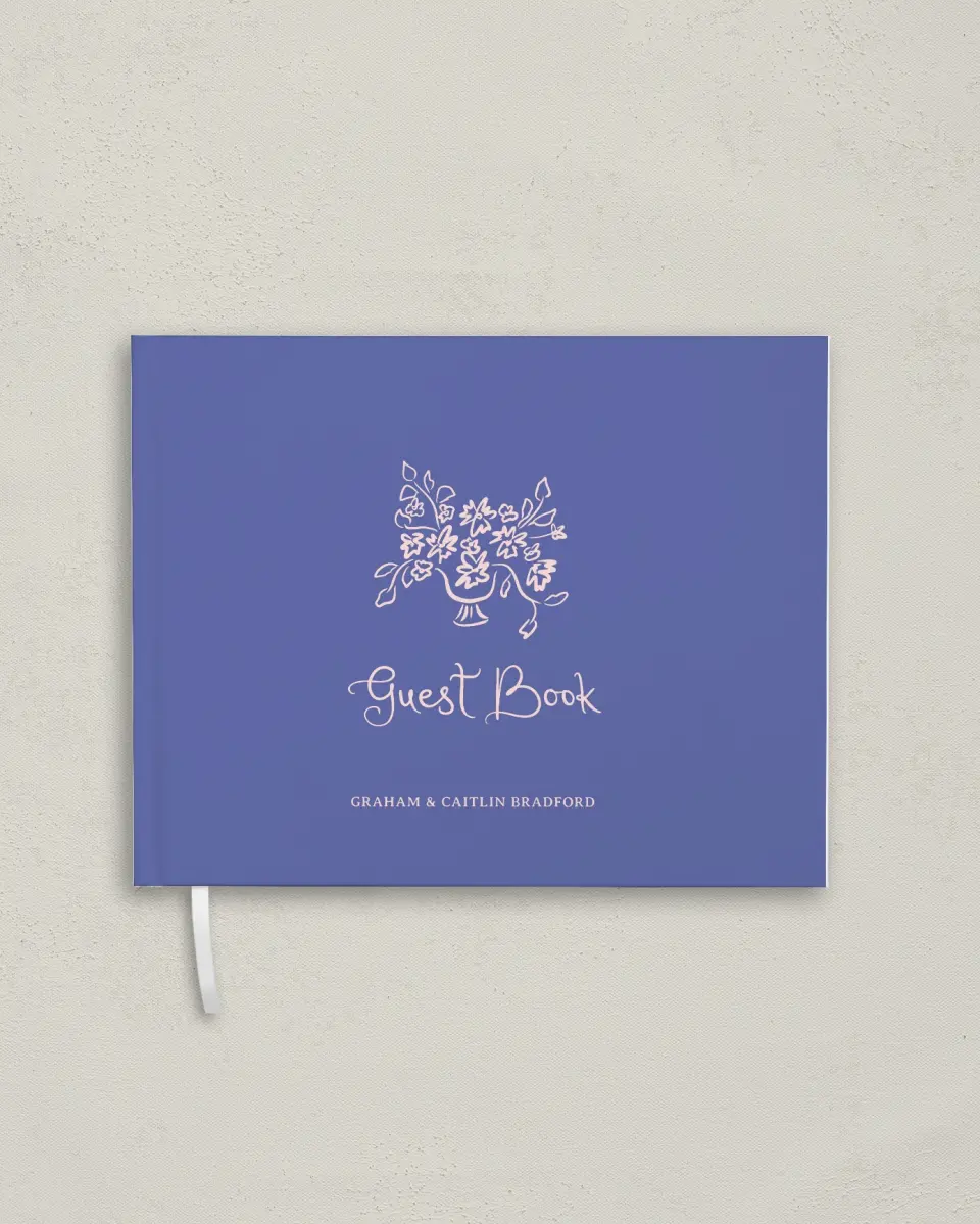 This is a 10½" x 8¼" Wedding Guest Book called Hand-Drawn Harmony printed in full color