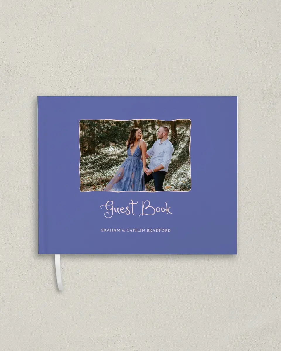 This is a 10½" x 8¼" Wedding Guest Book called Hand-Drawn Harmony printed in full color