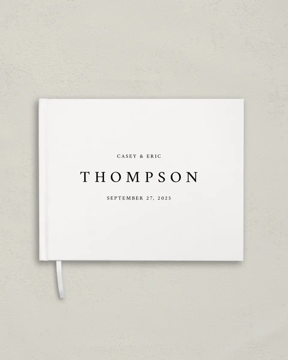 This is a 10½" x 8¼" Wedding Guest Book called Our Promise printed in full color with Rose Gold foil