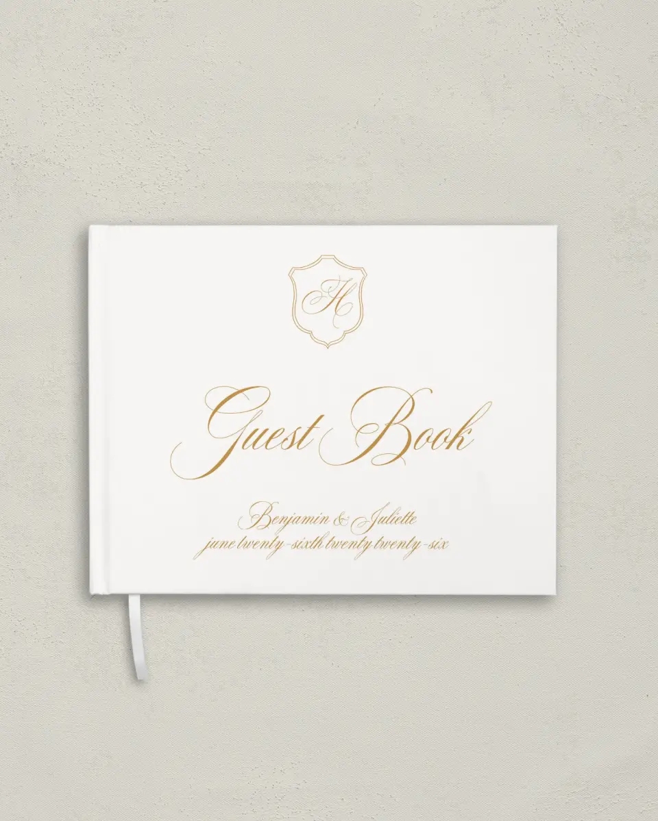 This is a 10½" x 8¼" Wedding Guest Book called Wayzata printed in full color