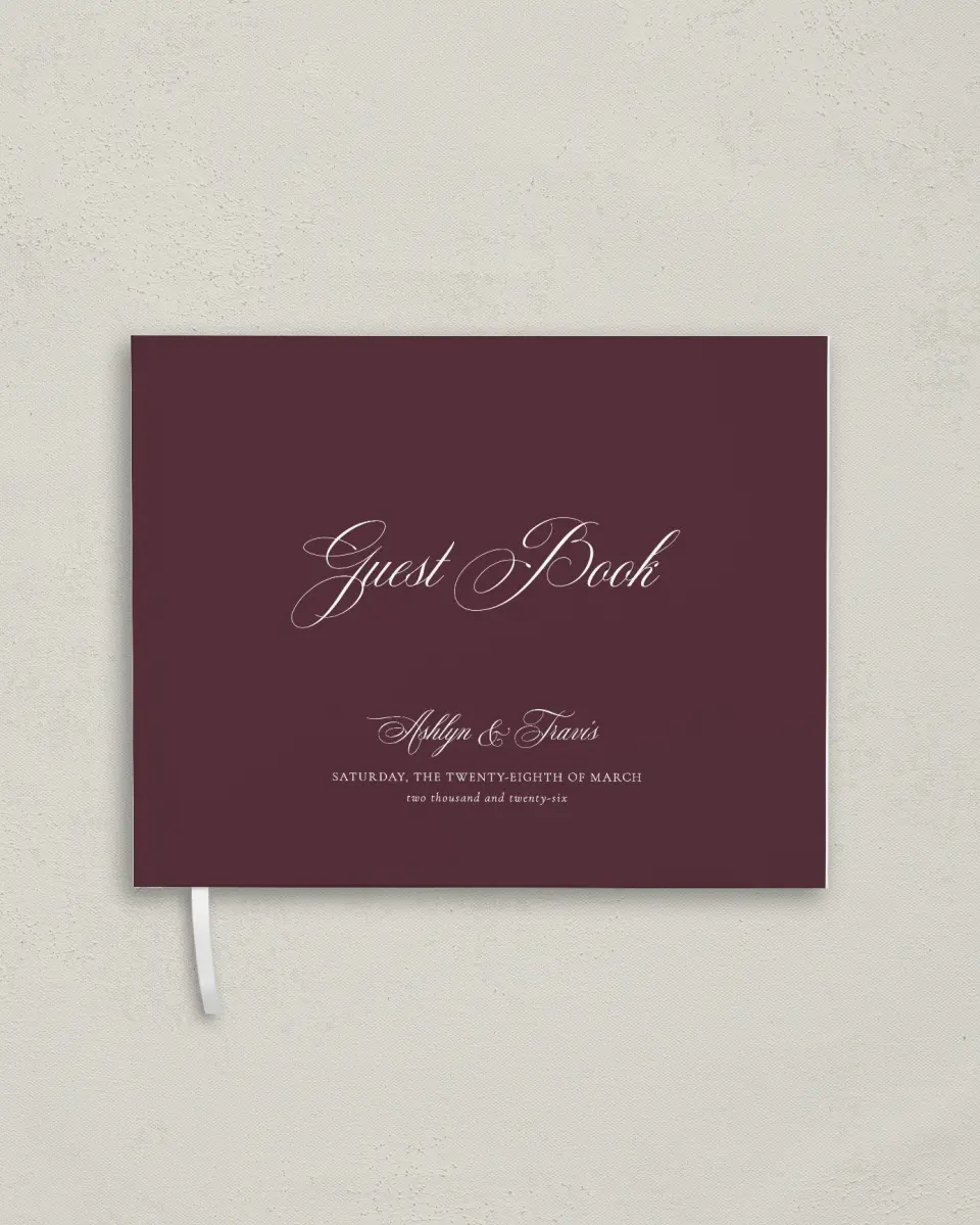 This is a 10½" x 8¼" Wedding Guest Book called Georgetown printed in full color with Silver foil