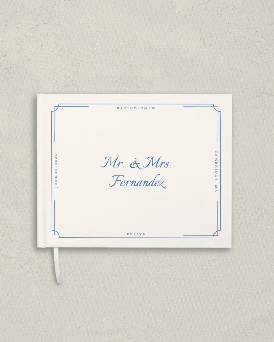 This is a 10½" x 8¼" Wedding Guest Book called Cambridge printed in full color