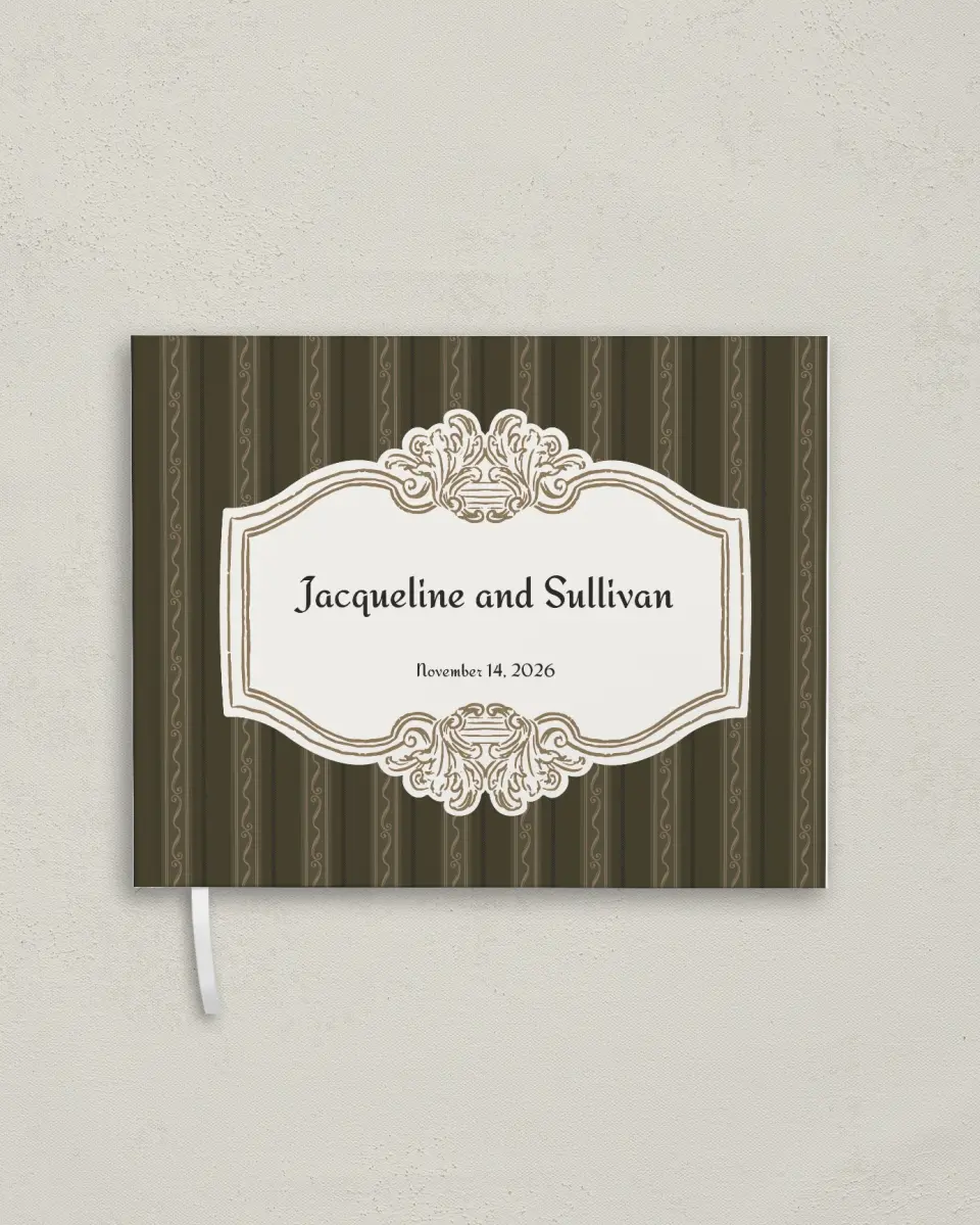 This is a 10½" x 8¼" Wedding Guest Book called Lafayette printed in full color