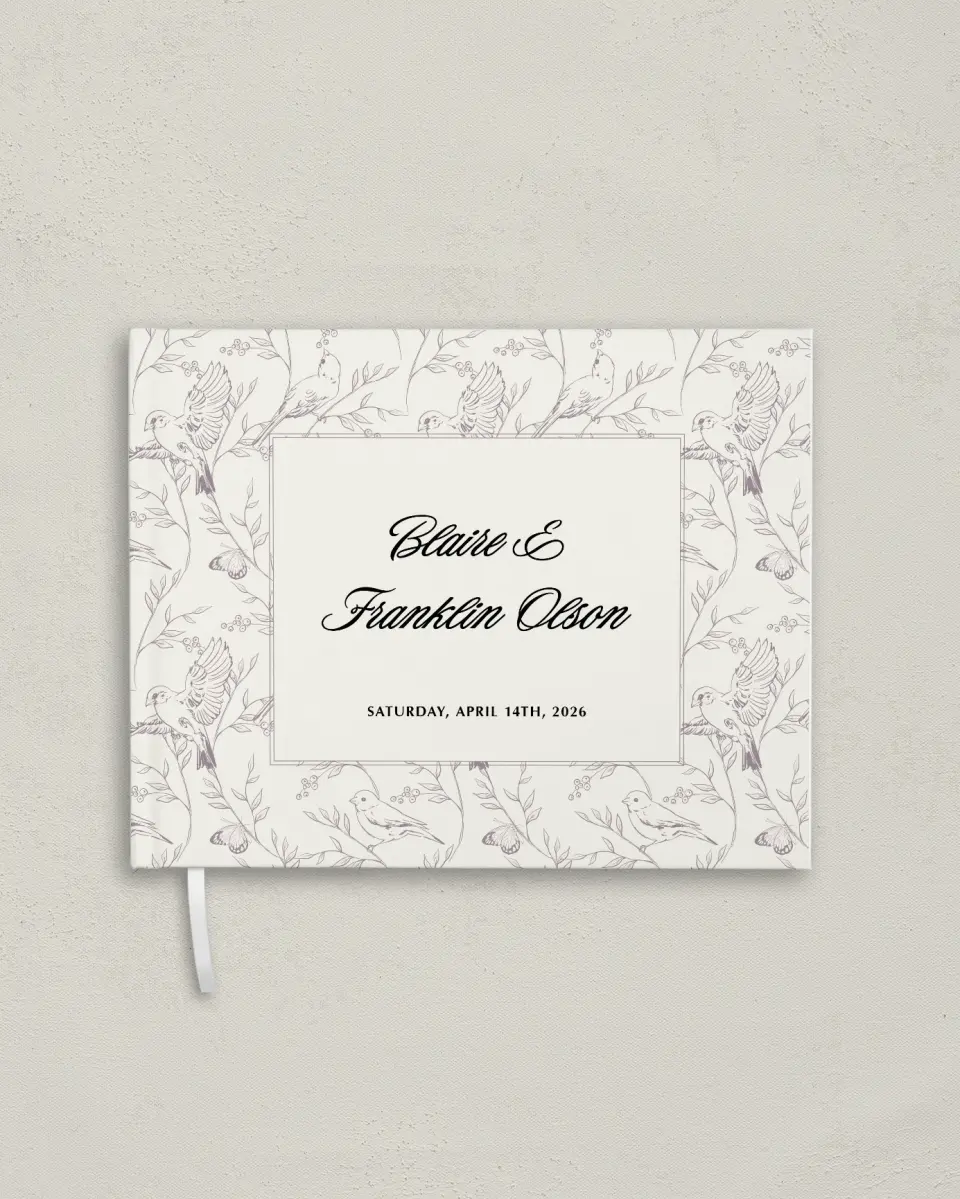 This is a 10½" x 8¼" Wedding Guest Book called Charleston printed in full color