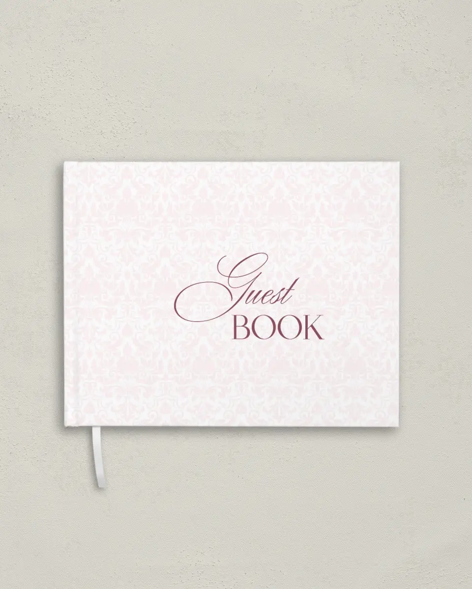 This is a 10½" x 8¼" Wedding Guest Book called Roswell printed in full color with Gold foil