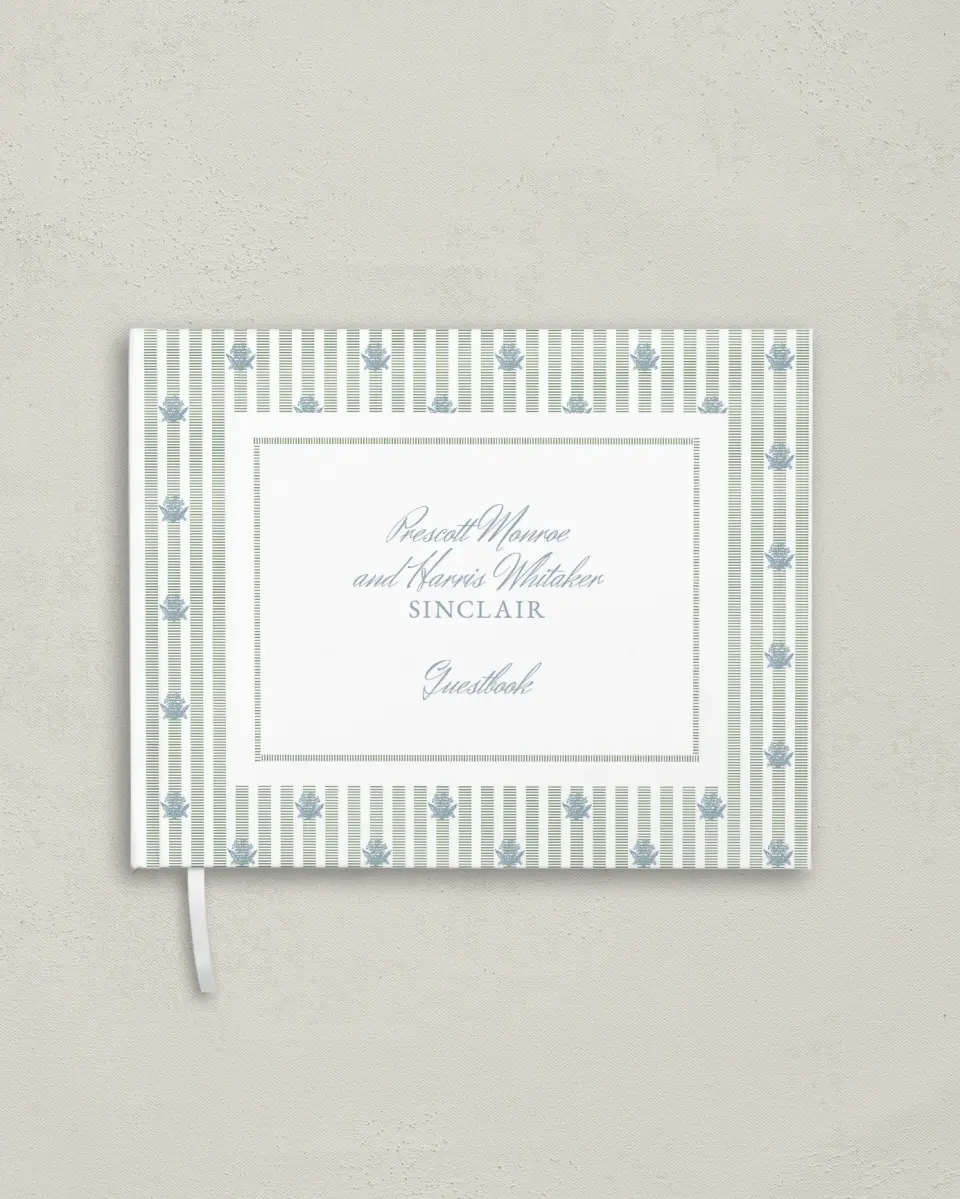This is a 10½" x 8¼" Wedding Guest Book called Watch Hill printed in full color