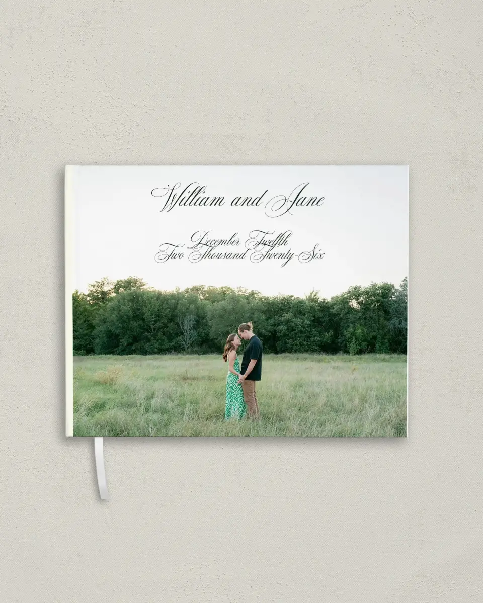 This is a 10½" x 8¼" Wedding Guest Book called Hillsborough printed in full color