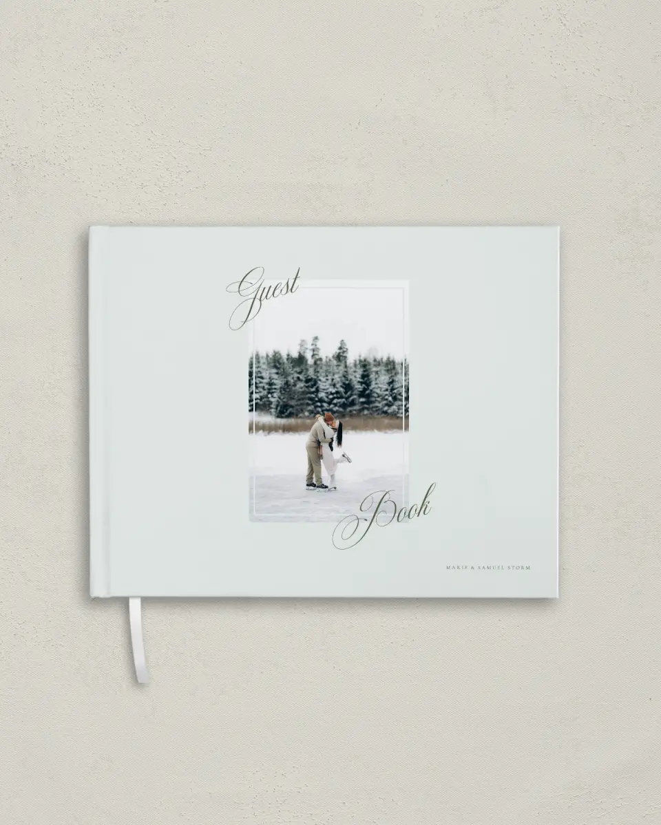 This is a 10½" x 8¼" Wedding Guest Book called Foxfire printed in full color