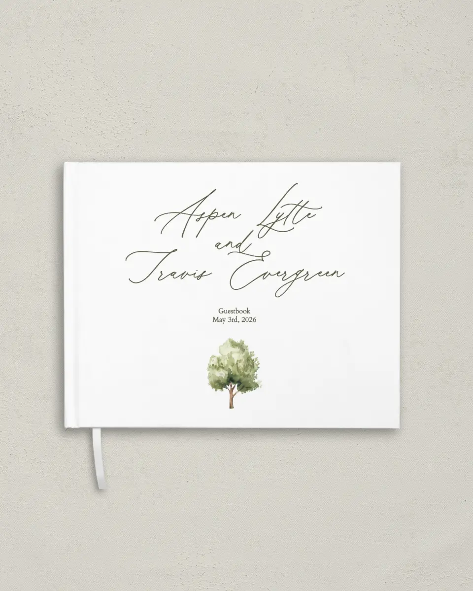 This is a 10½" x 8¼" Wedding Guest Book called Willowmere printed in full color