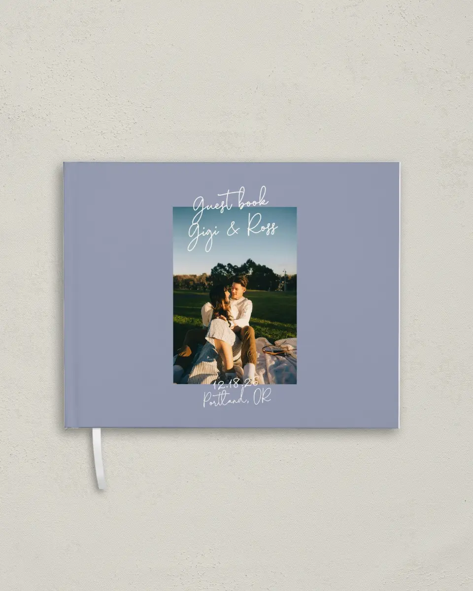 This is a 10½" x 8¼" Wedding Guest Book called Yours Truly printed in full color