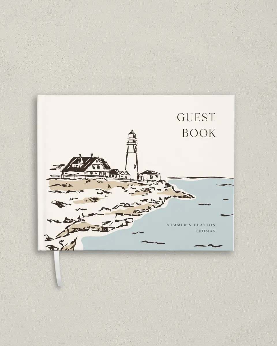 This is a 10½" x 8¼" Wedding Guest Book called Beacon of Love printed in full color