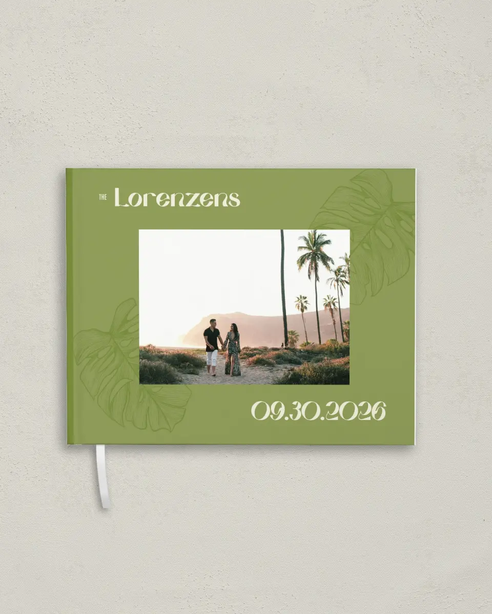 This is a 10½" x 8¼" Wedding Guest Book called Zephyr printed in full color