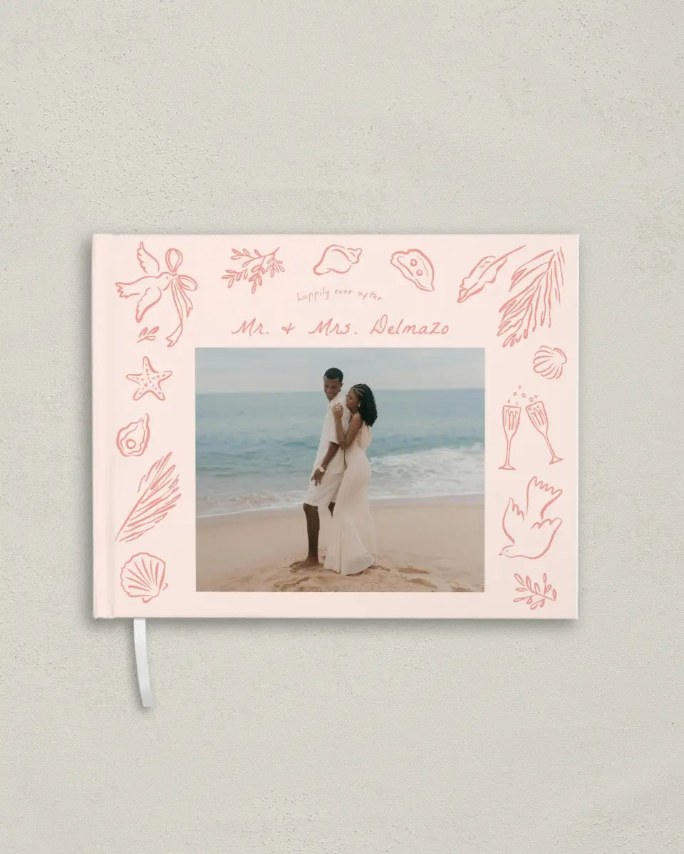 This is a 10½" x 8¼" Wedding Guest Book called Maritime Vows printed in full color