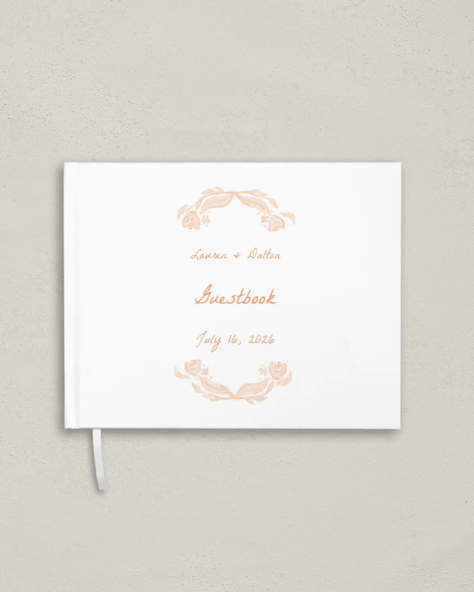 This is a 10½" x 8¼" Wedding Guest Book called Ever After Blooms printed in full color