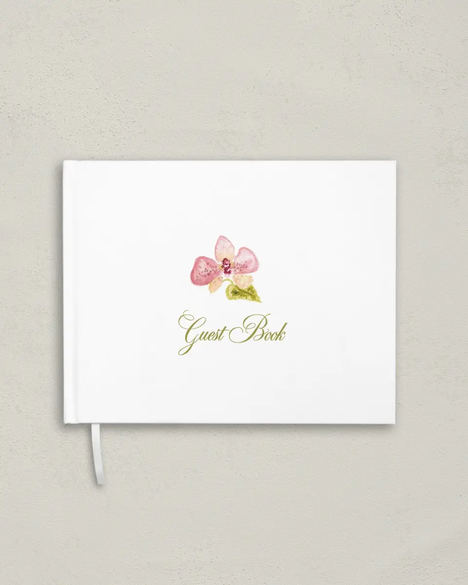This is a 10½" x 8¼" Wedding Guest Book called Paradise in Bloom printed in full color