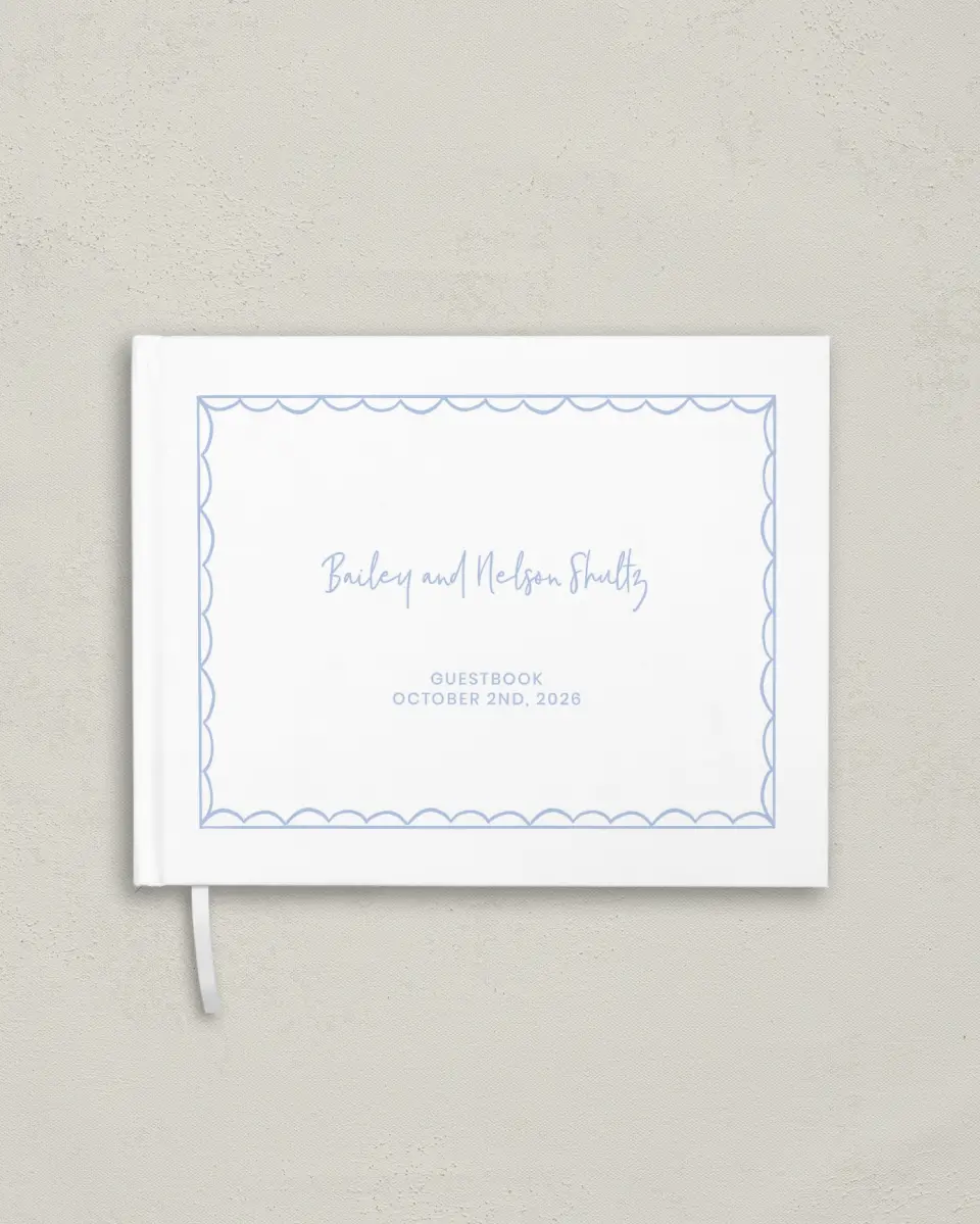 This is a 10½" x 8¼" Wedding Guest Book called Framed in Flowers printed in full color with Silver foil