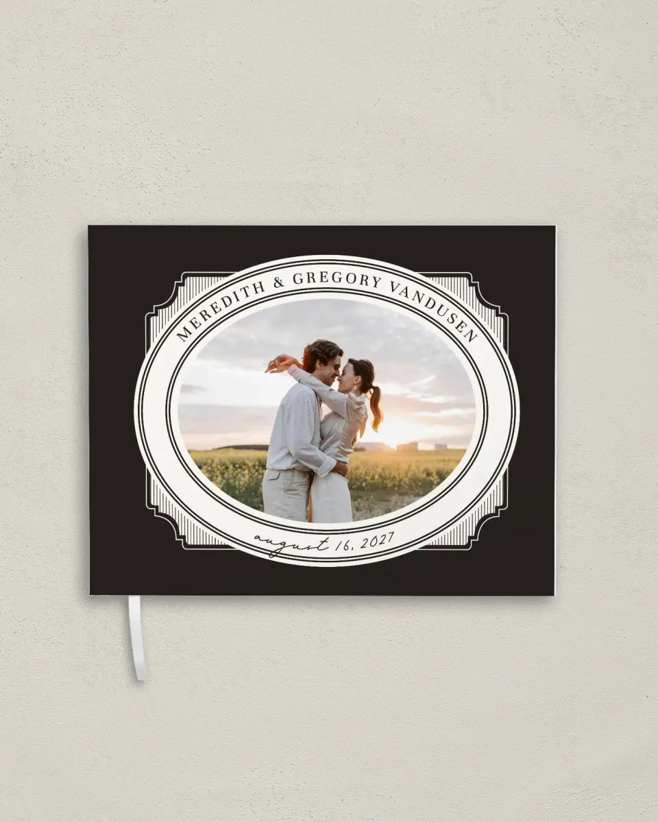 This is a 10½" x 8¼" Wedding Guest Book called Opulent Endearment printed in full color