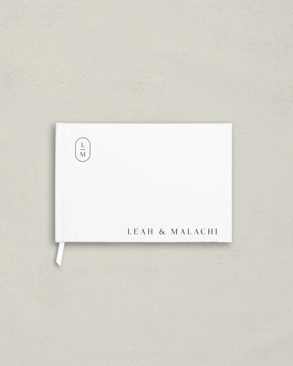 This is a 9" x 6" Wedding Guest Book called Precise Promise printed in full color with Silver foil