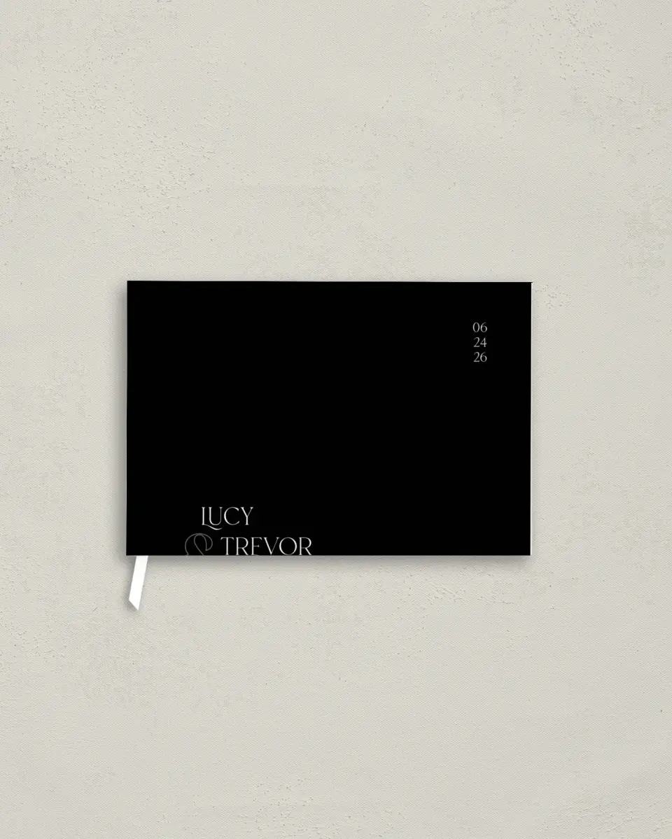 This is a 9" x 6" Wedding Guest Book called The Lucy printed in full color with Silver foil