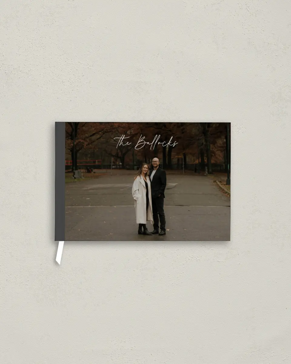 This is a 9" x 6" Wedding Guest Book called The Madelyn printed in full color with Silver foil