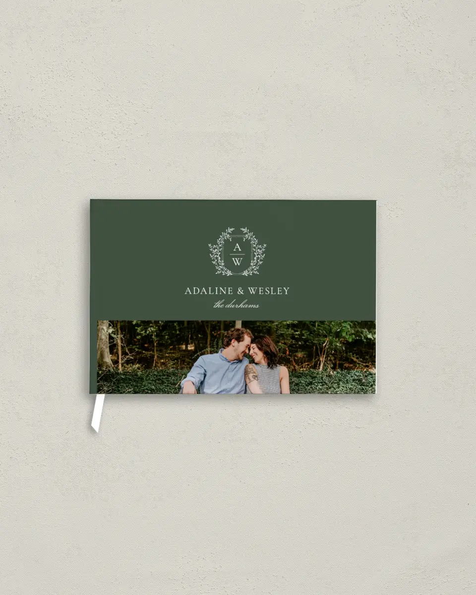This is a 9" x 6" Wedding Guest Book called The Adaline printed in full color with Silver foil