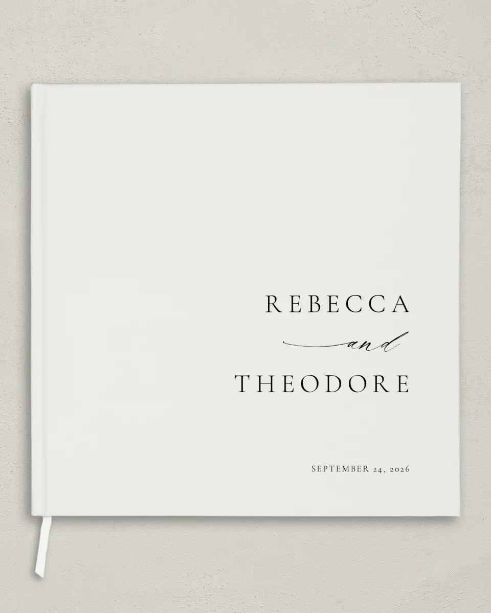 This is a 12" x 12" Wedding Guest Book called Simply Elegant printed in full color