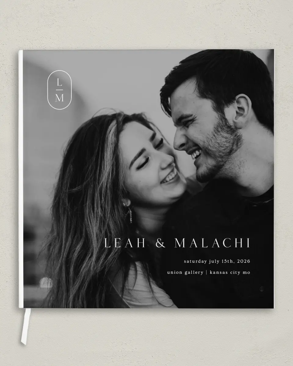 This is a 12" x 12" Wedding Guest Book called Precise Promise printed in full color