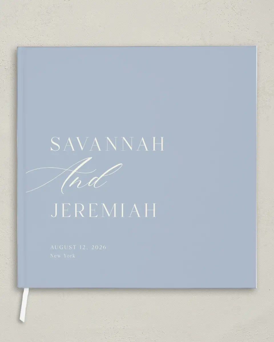 This is a 12" x 12" Wedding Guest Book called The Savannah printed in full color