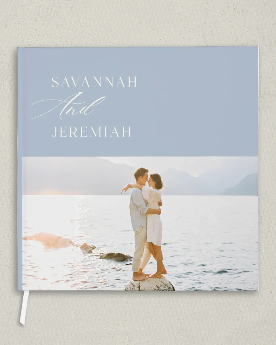 This is a 12" x 12" Wedding Guest Book called The Savannah printed in full color