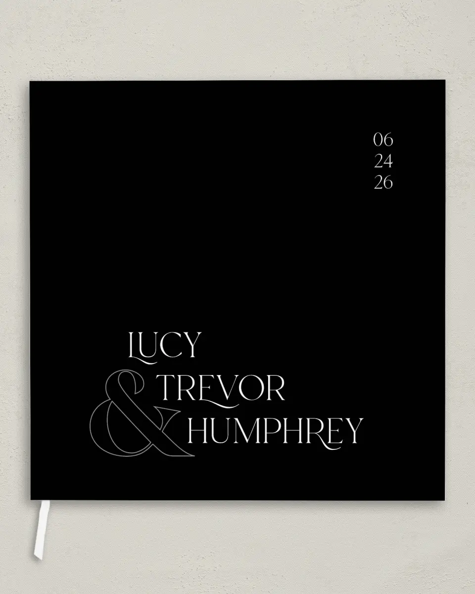 This is a 12" x 12" Wedding Guest Book called The Lucy printed in full color