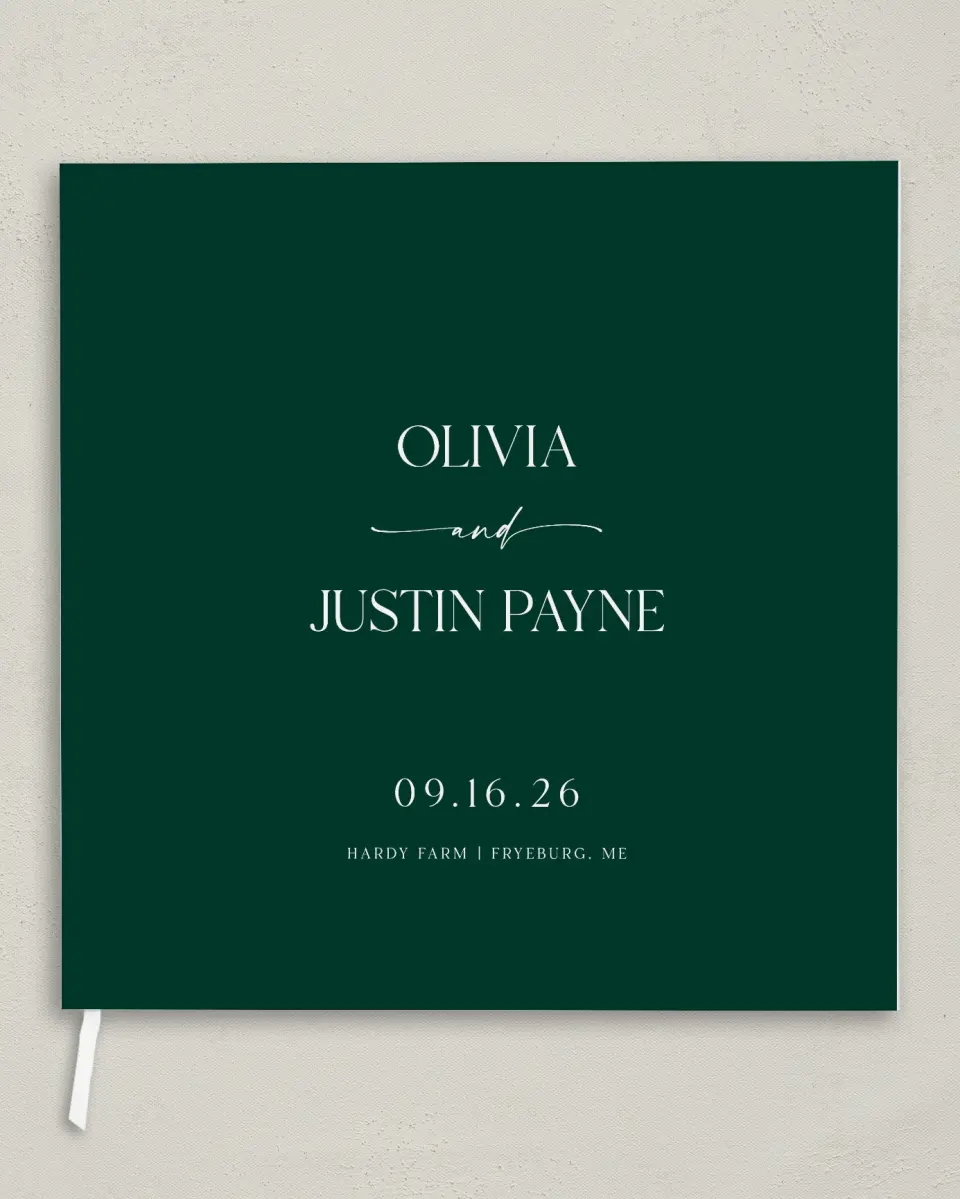 This is a 12" x 12" Wedding Guest Book called The Olivia printed in full color