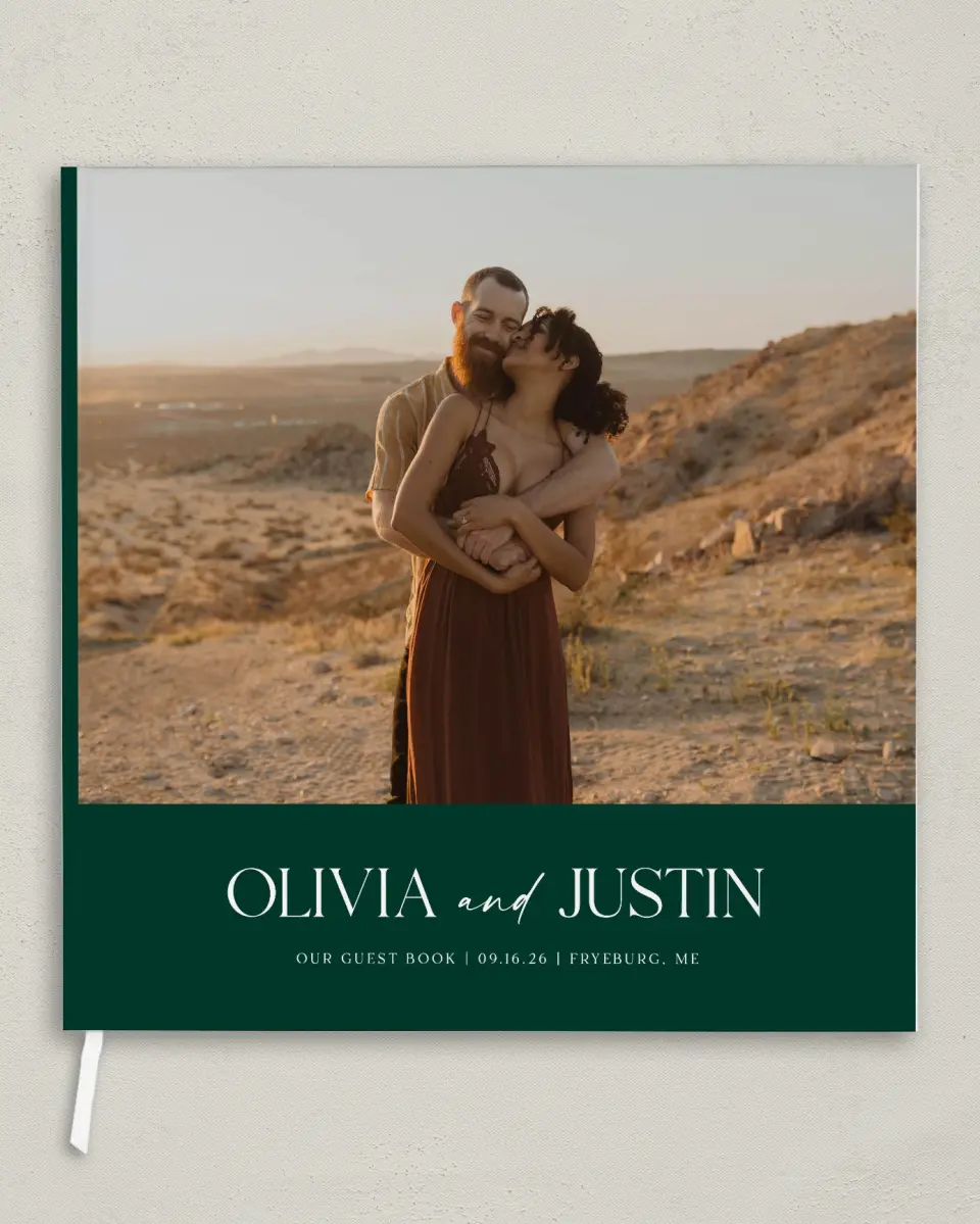 This is a 12" x 12" Wedding Guest Book called The Olivia printed in full color
