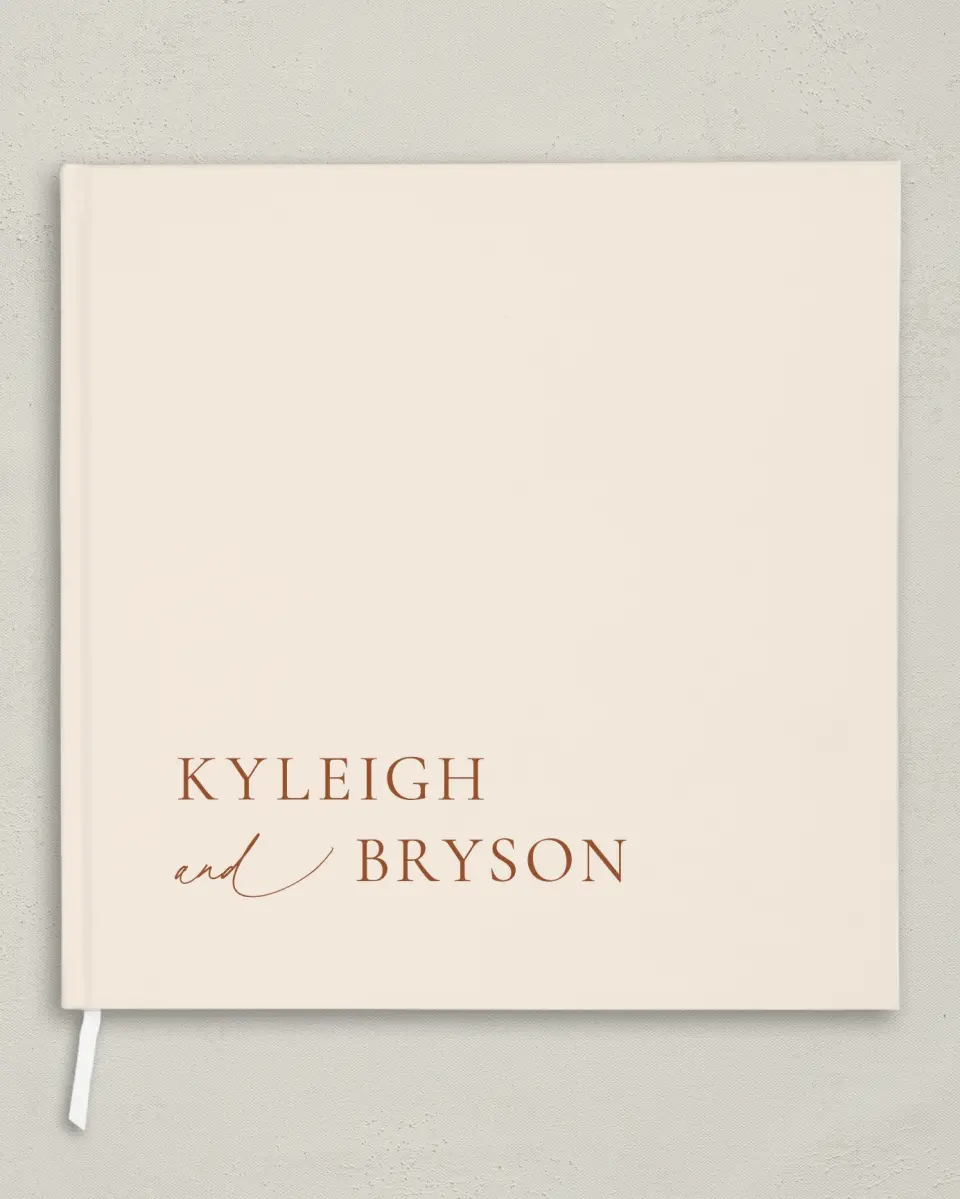This is a 12" x 12" Wedding Guest Book called The Kyleigh printed in full color