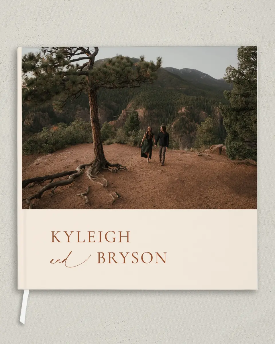 This is a 12" x 12" Wedding Guest Book called The Kyeligh printed in full color