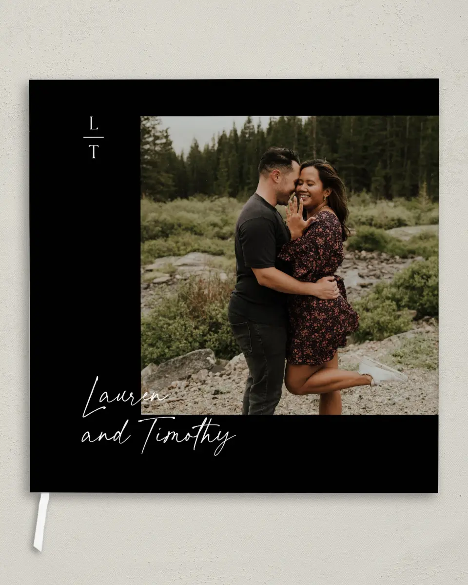 This is a 12" x 12" Wedding Guest Book called The Lauren printed in full color