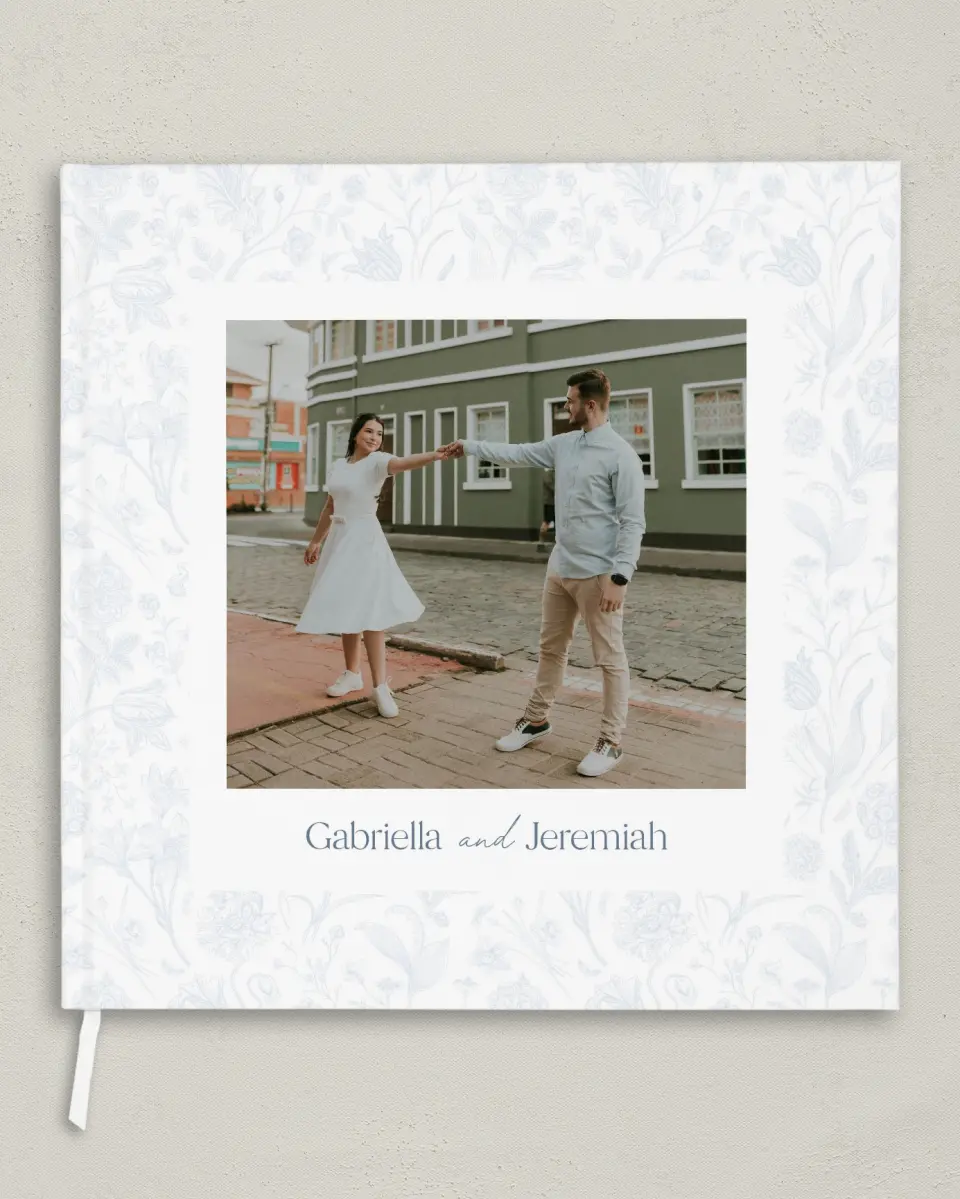 This is a 12" x 12" Wedding Guest Book called The Gabriella printed in full color