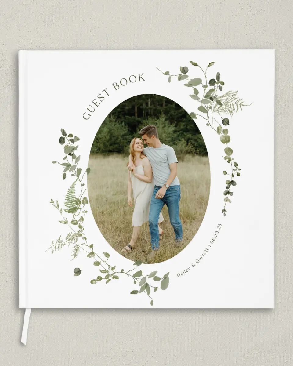 This is a 12" x 12" Wedding Guest Book called The Hailey printed in full color