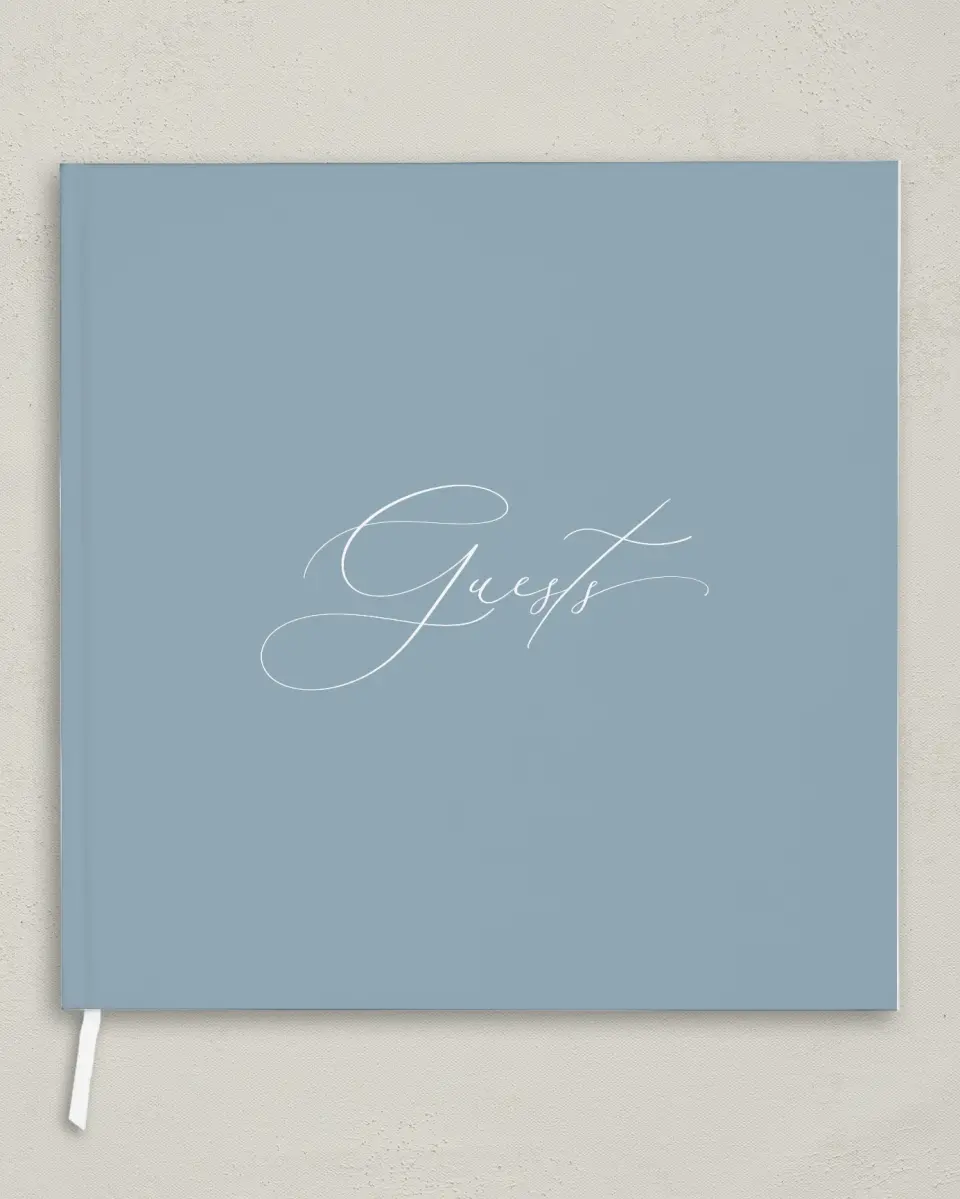 This is a 12" x 12" Wedding Guest Book called The Victoria printed in full color